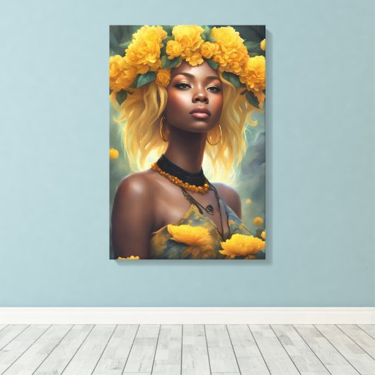 Gelbblütengarten Leinwanddruck (Insitu (Holzboden))