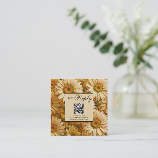 Gelbblütengelbe Gänseblümchen qr-Code Begleitkarte (Stehend Vorderseite)