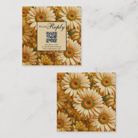 Gelbblütengelbe Gänseblümchen qr-Code Begleitkarte (Vorne/Hinten)