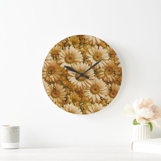 Gelbblütengelbe Gelbblütenblume Große Wanduhr (Zuhause)