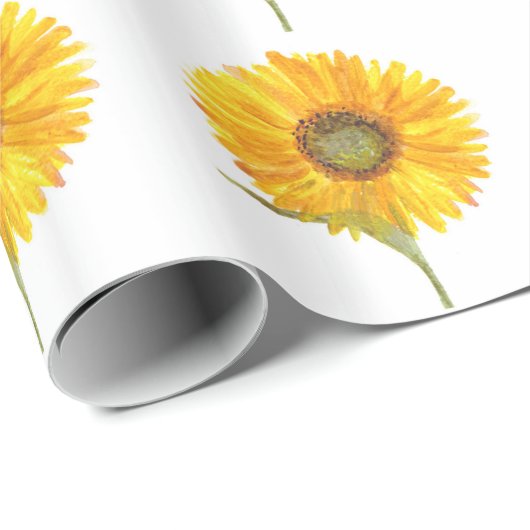 Gelbblütengelbe Wasserfarbe Sommer Rustikal Geschenkpapier (Rolleneckpunkt)