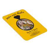 Gelbblütengelbes Hochzeitsring-Foto Save the Date Magnet (Rechte Seite)