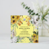 Gelbblütengelbes Land schabby Sommer Glitzer Einladung (Stehend Vorderseite)