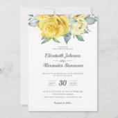 Gelbblütengepflegtes Grün Sommerhochzeit Einladung (Vorderseite)