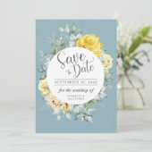 Gelbblütengepflegtes Grün Sommerhochzeit Save The Date (Stehend Vorderseite)