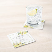 Gelbblütenmatte Save the Date grün Rechteckiger Pappuntersetzer (Vor Ort)