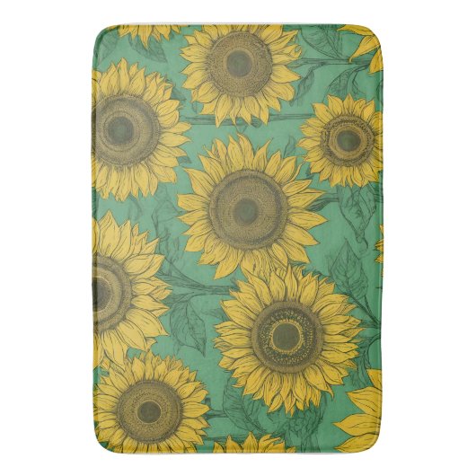 Gelbblütenmuster Badematte (Vorderseite Vertikal)