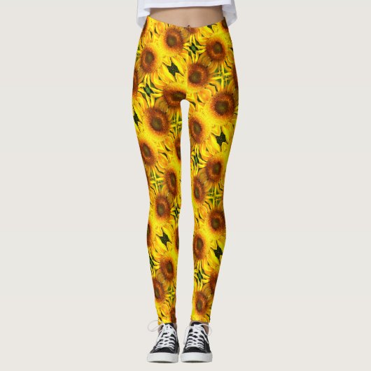 Gelbblütenmuster Leggings (Vorderseite)
