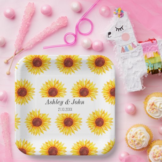 Gelbblütenmuster Pappteller (Party)