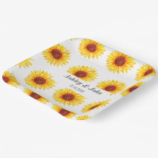 Gelbblütenmuster Pappteller (Gewinkelt)