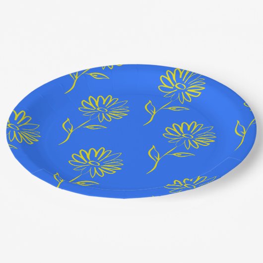 Gelbblütenmuster pappteller (Schrägansicht)