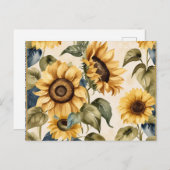 Gelbblütenmuster Postkarte (Vorne/Hinten)