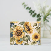 Gelbblütenmuster Postkarte (Stehend Vorderseite)