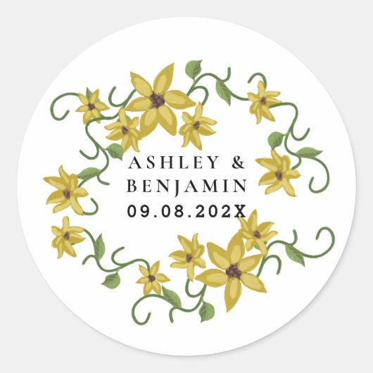 Gelbblütenöl, botanisch, handgezogen runder aufkleber (Vorderseite)