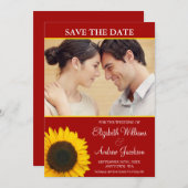 Gelbblütenrotes Foto Save the Date (Vorne/Hinten)