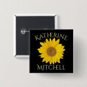 Gelbblütenschwarzer Individuelle Name Button (Vorne & Hinten)