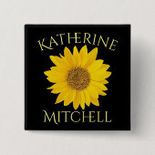 Gelbblütenschwarzer Individuelle Name Button (Vorderseite)