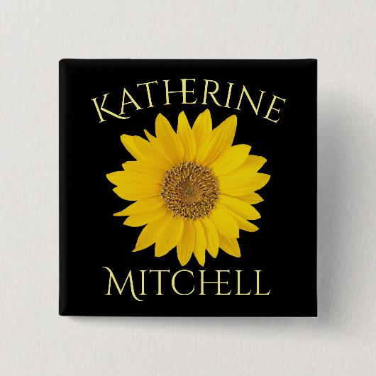 Gelbblütenschwarzer Individuelle Name Button (Vorderseite)