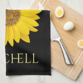 Gelbblütenschwarzer Individuelle Name Geschirrtuch (Viertel Falte)