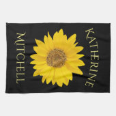 Gelbblütenschwarzer Individuelle Name Geschirrtuch (Horizontal)