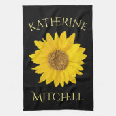 Gelbblütenschwarzer Individuelle Name Geschirrtuch (Vertikal)