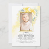 Gelbblütenverblassenes Foliage Beerdigung-Foto Einladung (Vorderseite)
