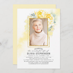 Gelbblütenverblassenes Foliage Beerdigung-Foto Einladung