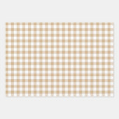 Gelbbraun Beige Weiß Gingham Karo Geschenkpapier Set (Vorderseite)