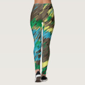 Gelbbraun grüne Kreise abstrakte moderne Kunst Leggings (Rückseite)