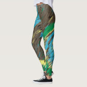 Gelbbraun grüne Kreise abstrakte moderne Kunst Leggings (Links)