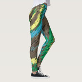 Gelbbraun grüne Kreise abstrakte moderne Kunst Leggings (Rechts)