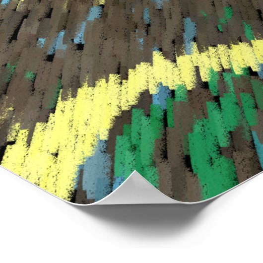 Gelbbraun grüne Kreise abstrakte moderne Kunst Poster (Ecke)