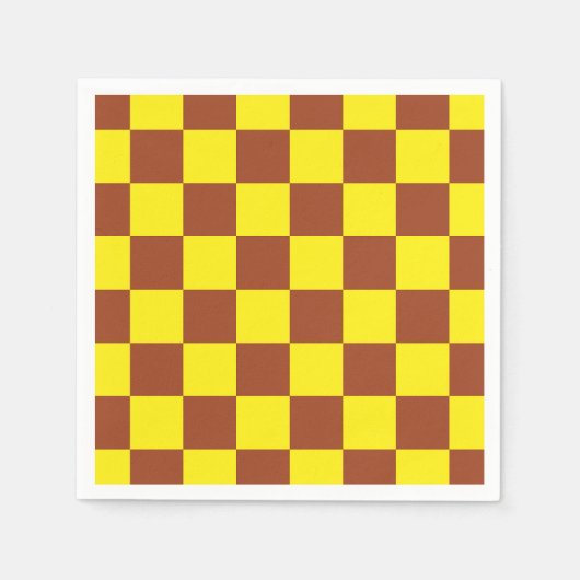 Gelbbraun, kariertes Karo-Muster Serviette (Vorderseite)