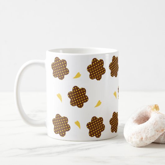 Gelbbraun-Polka-Punkt-Tasse Kaffeetasse (Mit Donut)