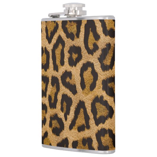 Gelbbraun, schwarzer Leopard Flachmann (Links)