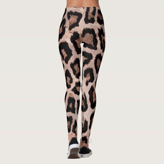 Gelbbraun, schwarzer Leopard Leggings (Rückseite)