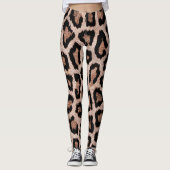 Gelbbraun, schwarzer Leopard Leggings (Vorderseite)