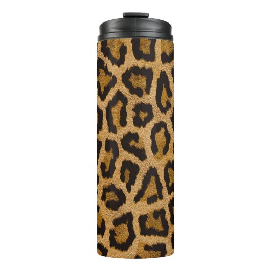 Gelbbraun, schwarzer Leopard Thermosbecher (Vorderseite)