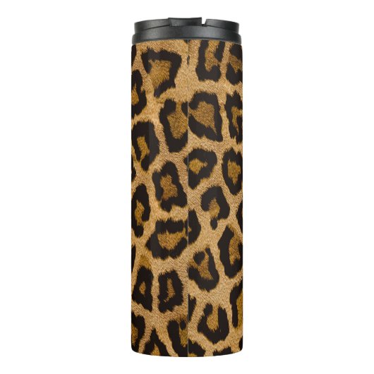 Gelbbraun, schwarzer Leopard Thermosbecher (Rückseite)