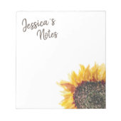Gelbbraun-Sonnenblume auf Weiß Notizblock (Vorderseite)