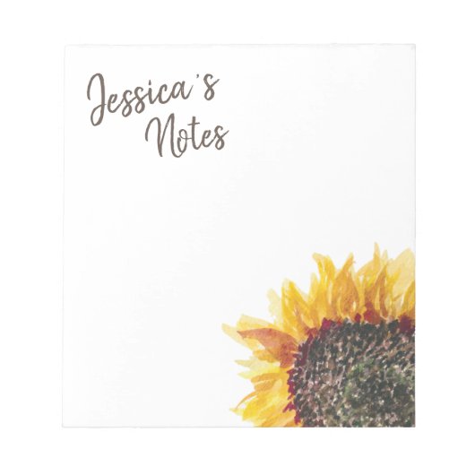 Gelbbraun-Sonnenblume auf Weiß Notizblock (Vorderseite)