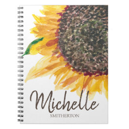 Gelbbraun Sonnenblume Weiß dein Name Notizblock