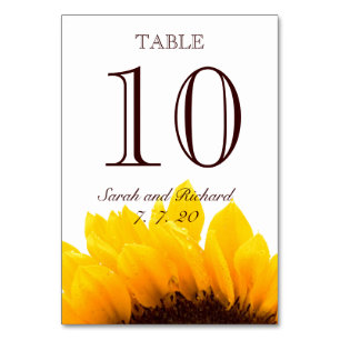 Gelbbraun-Sonnenblumenkarte Hochzeitskarte Tischnu Tischnummer