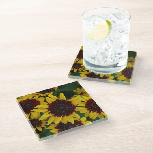 Gelbbraune Blume Untersetzer (Schrägansicht)