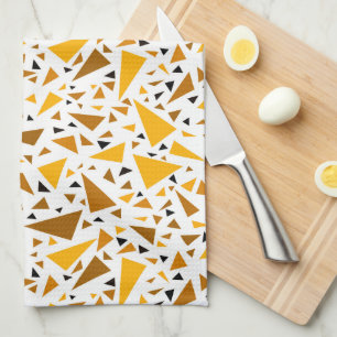 Gelbbraune Dreiecke auf weißem Retro-Hintergrund Geschirrtuch