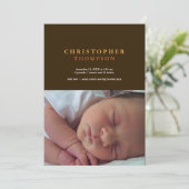 Gelbbraune Geburt des Fotos Ankündigung (Stehend Vorderseite)