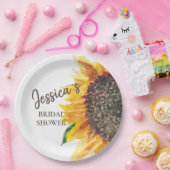 Gelbbraune Sonnenblume Weißes Brautparty Pappteller (Party)