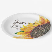 Gelbbraune Sonnenblume Weißes Brautparty Pappteller (Schrägansicht)
