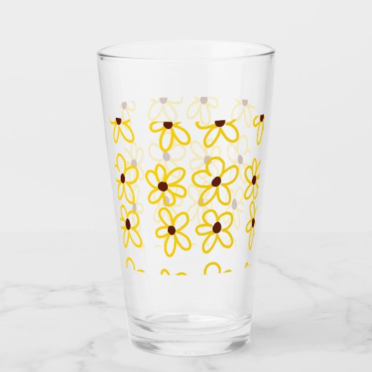 Gelbbraune Sonnenblumenmuster Blumenmuster Glas (Vorderseite)