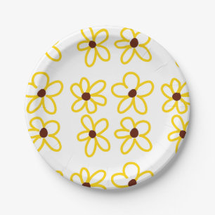 Gelbbraune Sonnenblumenmuster Blumenmuster Pappteller